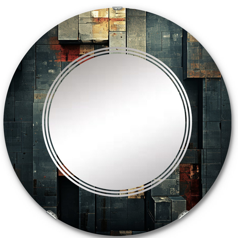Mahonia - Miroir mural moderne rond, 24 po x 24 po