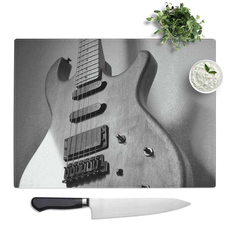 Electric Guitar Art  Glass Chopping Board
