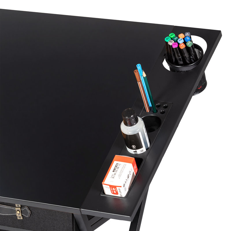 Yumisani Drawing Desk with Stool, Black
