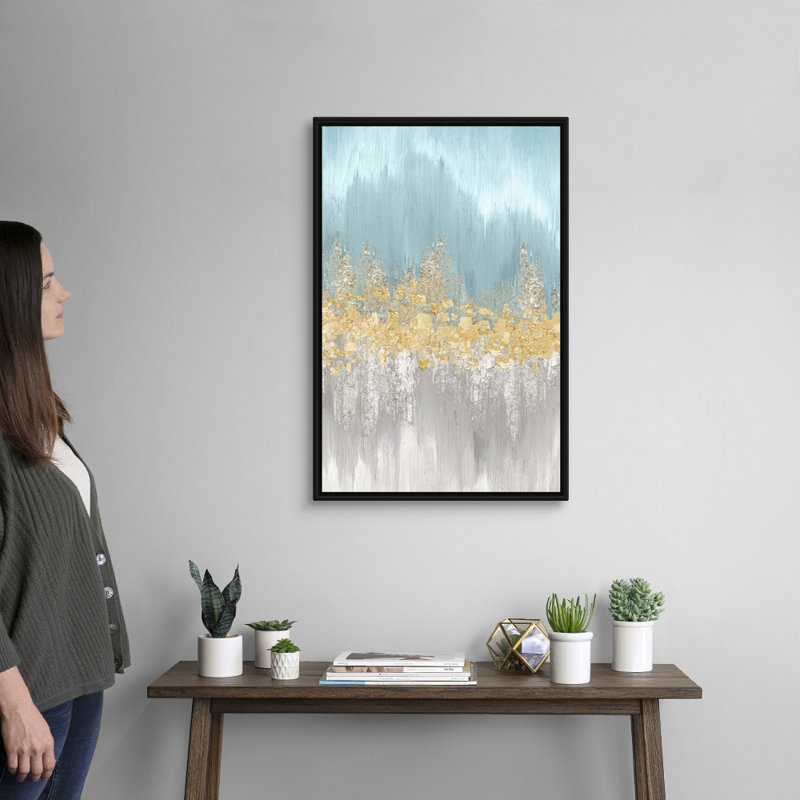 "Neutral Wave longueurs I" par Eva watts, reproduction d’art sur toile, Cadre noir, H 32 po x l 22 po x P 1,75 po