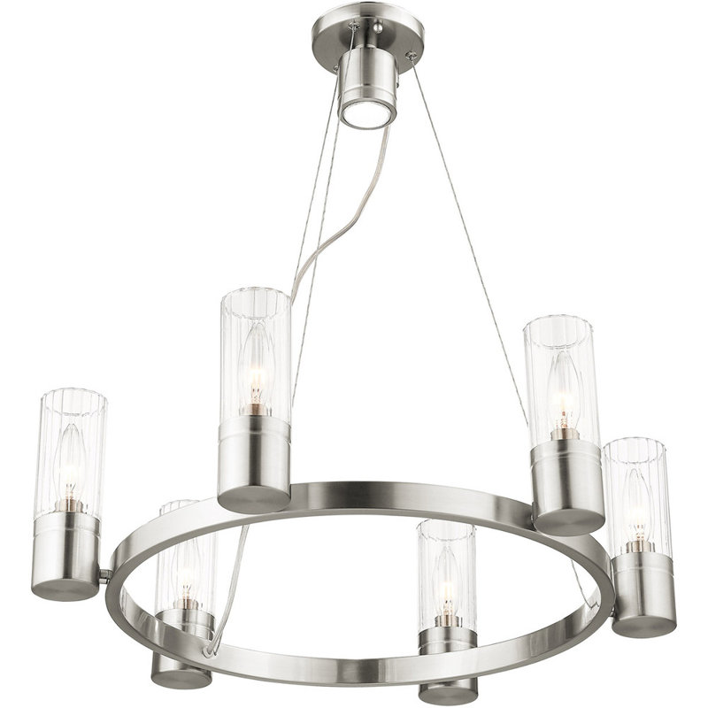 6 - Light Wagon Wheel Chandelier