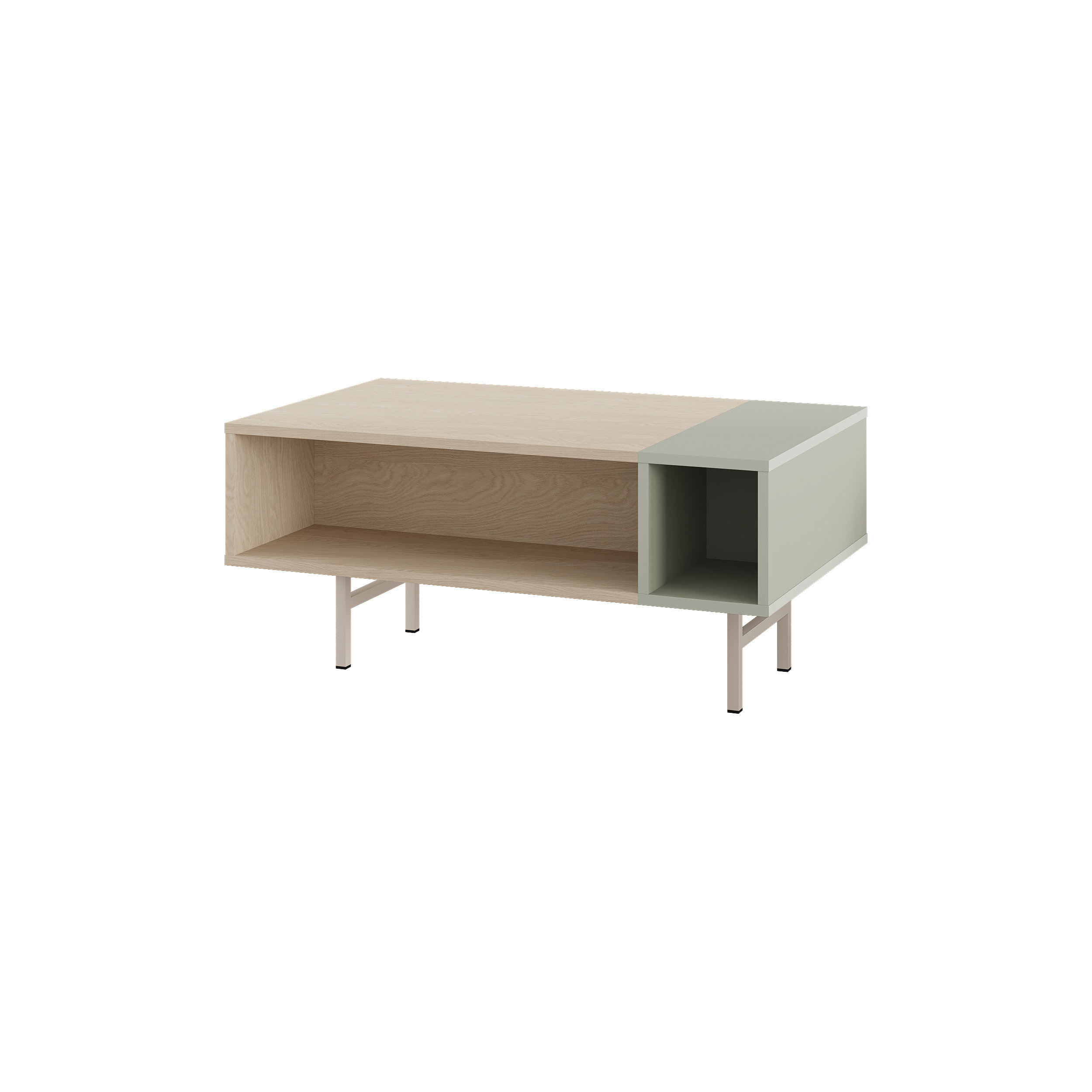 17 Stories Rectangle Coffee Table with 4 Open Storage Cubbies, 100 x ...