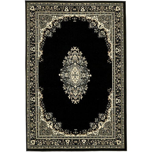 World Menagerie Balthrop Oriental Black Area Rug & Reviews | Wayfair