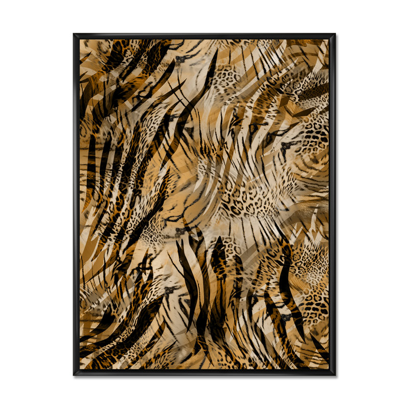 Léopard et tigre IV - Impression sur toile, H 12 po x l 8 po x P 1 po, Toile à cadre flottant noir