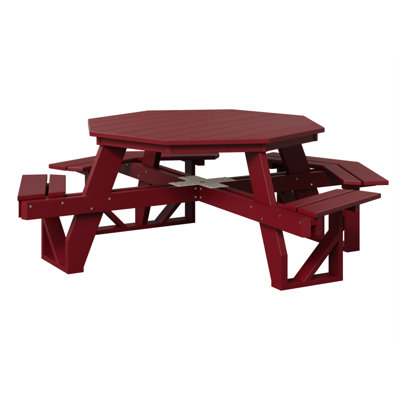 Table de pique-nique octogonale rouge écarlate Ada