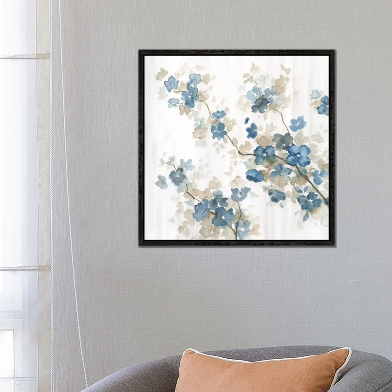 Dogwood In Blue II by Nan - Painting on Canvas, 66.04 cm H x 66.04 cm W, Black Framed
