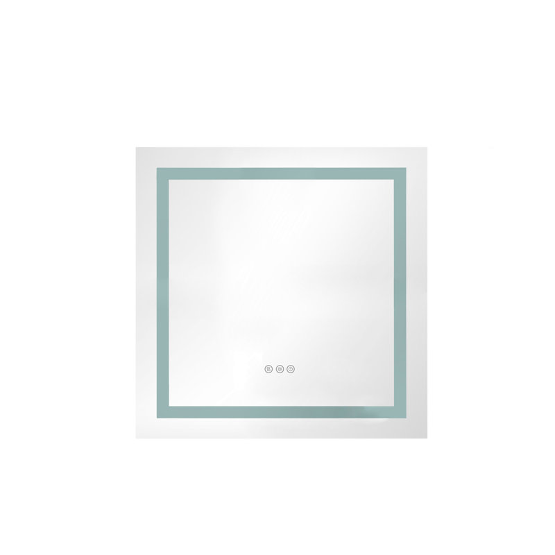 LED Bathroom Mirror with Front-lit, 3 Colors Temperature & Dimmable Light, Brown, 36" x 36"