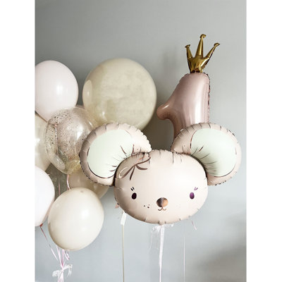 Adorable Mouse Pastel Balloon Set for Birthday Party (Number Foil Balloon: #1)