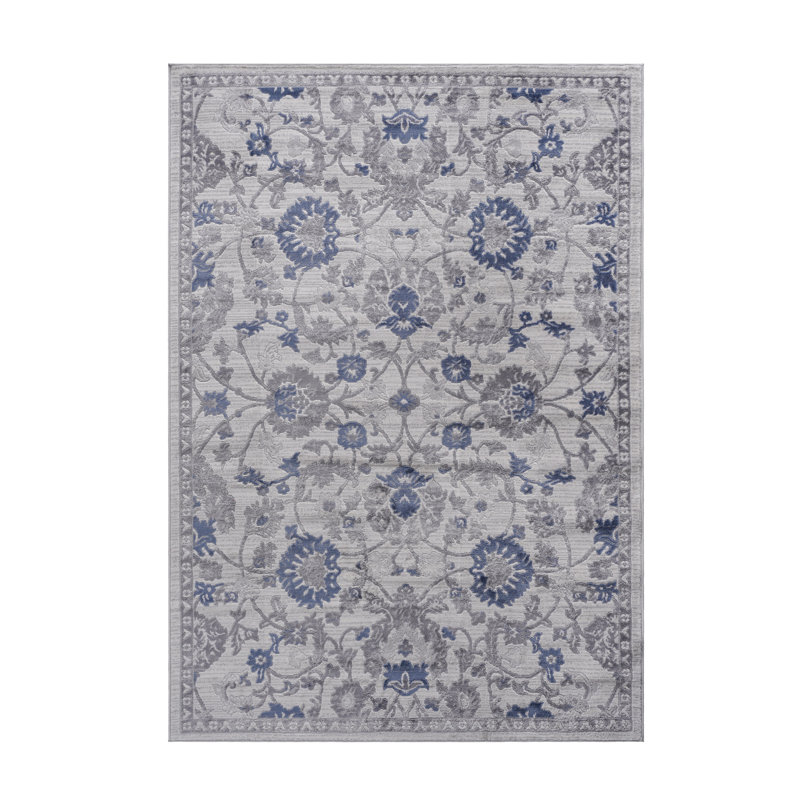 Tapis bleu 8 x 10 - de style, ne perd pas ses poils, convient à la salle à manger, au vestibule et à la chambre à coucher