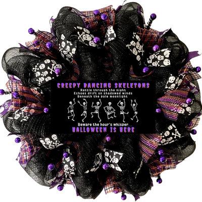 Creepy Dancing Skeletons Handmade Halloween Wreath