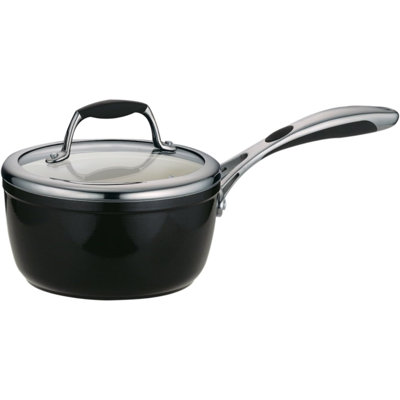 Tramontina Gourmet Ceramica Deluxe Covered Sauce Pan,  Metallic Black
