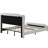 King Size Bed Frame In Grey With Pu Leather Upholstery, Wingback Headboard, , Gold Metal Decoration, 800 Lbs Weight Limit, And Accents, Main Color, No Box Spring, Easy To Install-1524455660-1524455657