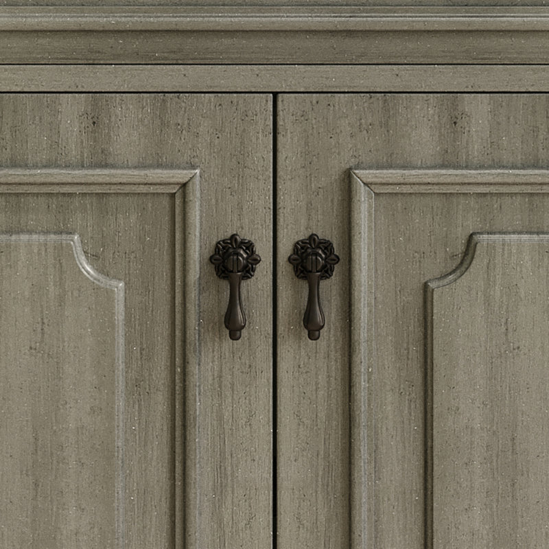 Meuble-lavabo rétro de 31 pouces avec lavabo rectangulaire, tablettes réglables et pieds cylindriques rainurés gris antique, rangement spacieux, entretien facile, bois massif