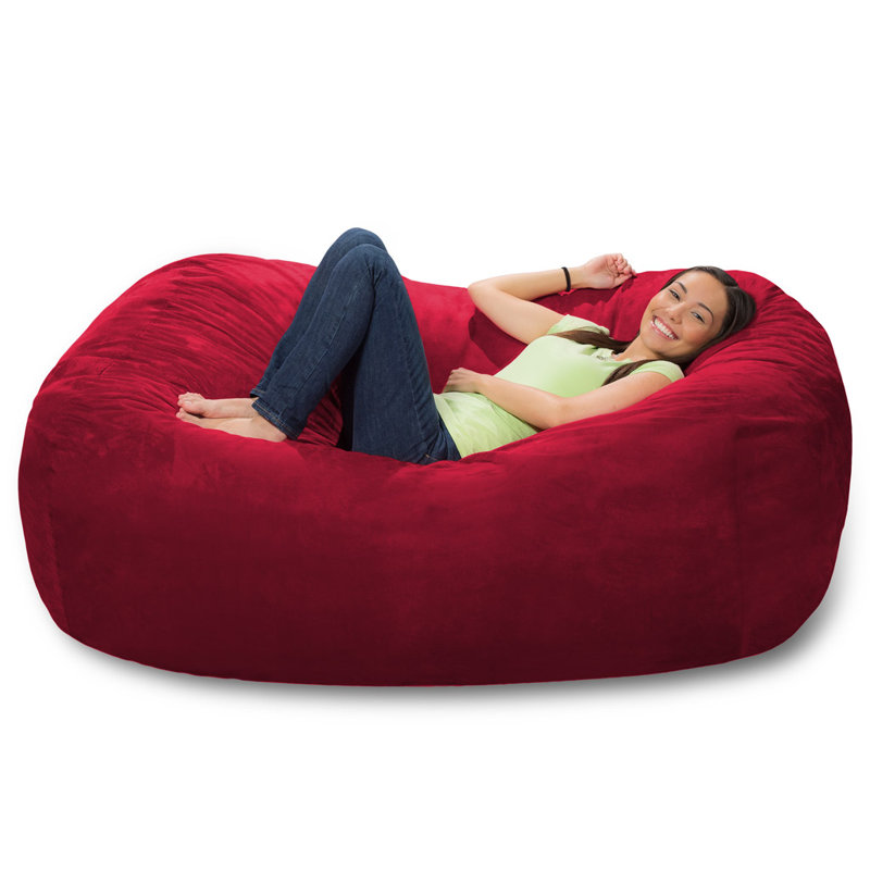 Bean Bag Chair Lounger - Large 6-Foot Shredded Memory Foam Bean Bag Chair - Removable, Machine Washable Microfiber Cover - Cozy 2-Person Breton Brand Sofa Lounger for Reading, Relaxing, and Gaming, in Multiple Colors and Fabrics