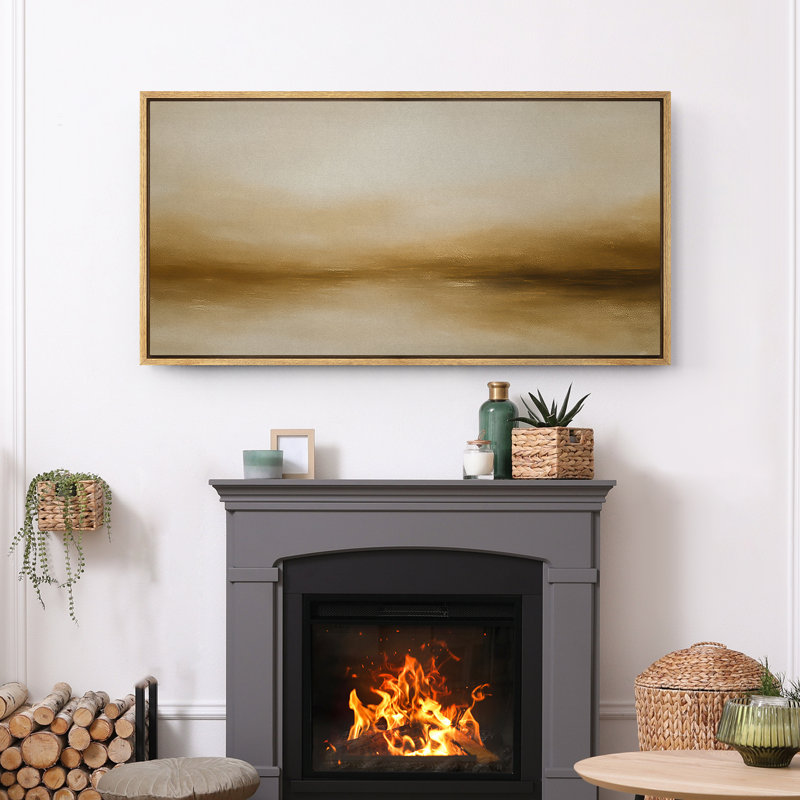 Grande impression sur toile encadrée, impression de paysage abstrait neutre pour décoration murale moderne minimaliste
