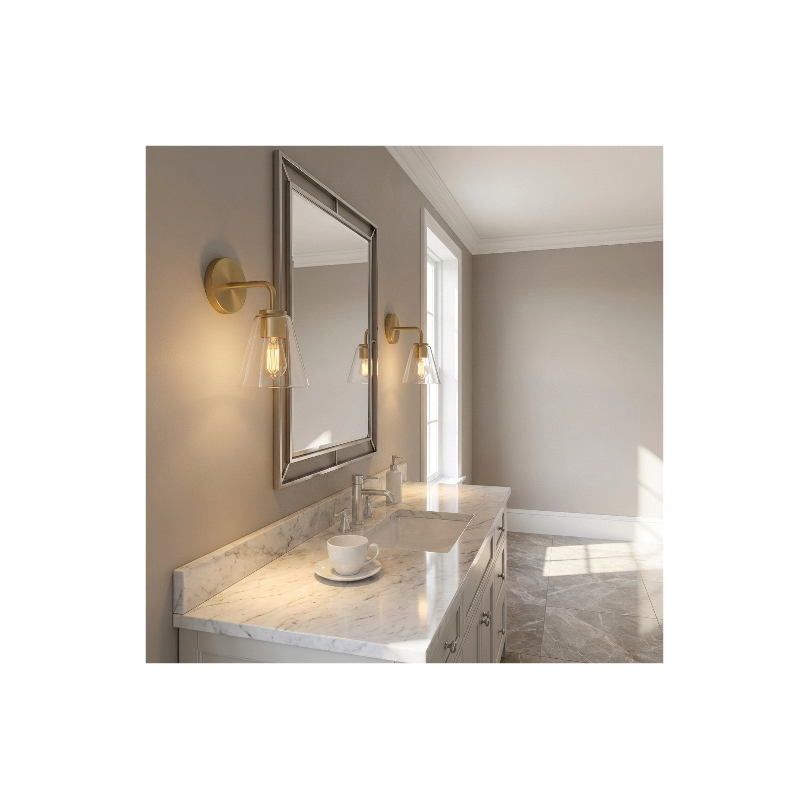 Senda One Light Vanity, 1, Clear, Satin Brass