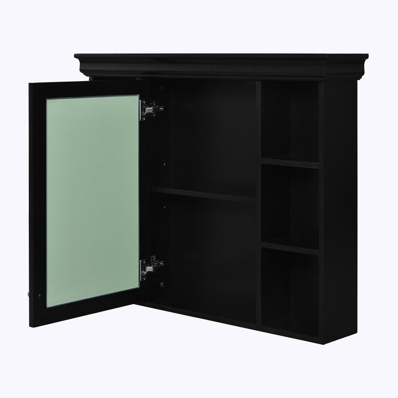 Wall Mounted Bathroom Storage Cabinet with Mirror Door, Black