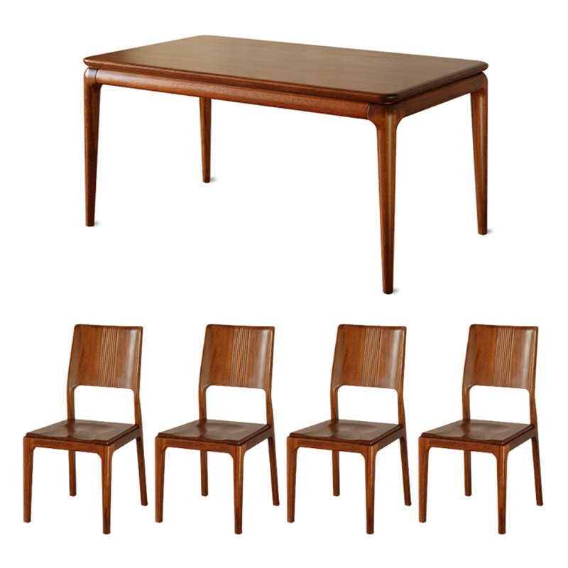 Simple Rosewood Solid Wood Thick Dining Table Set, 29.52" H x 59.05" L x 33.46" W