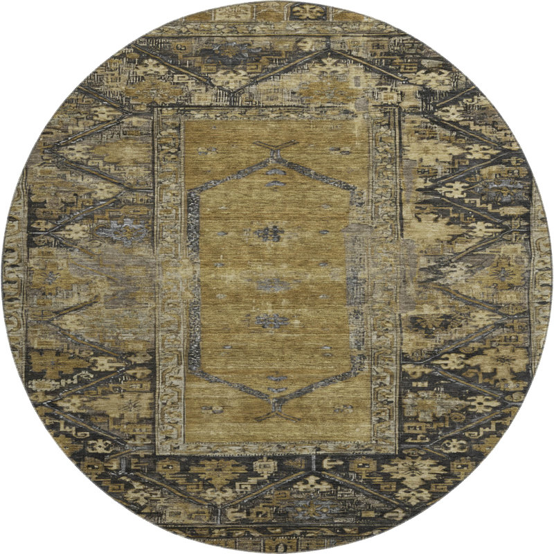 Premium Machine Washable Lubbers AMF1727 Global Rug, Round 8'