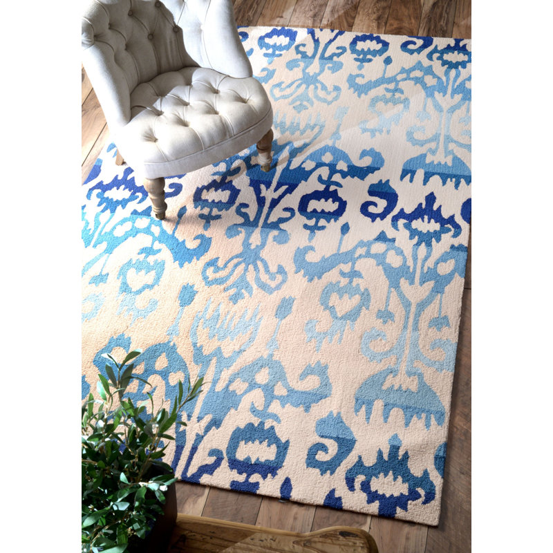 Tapis bleu Covell Pop Ikat, 9 po x 12 po