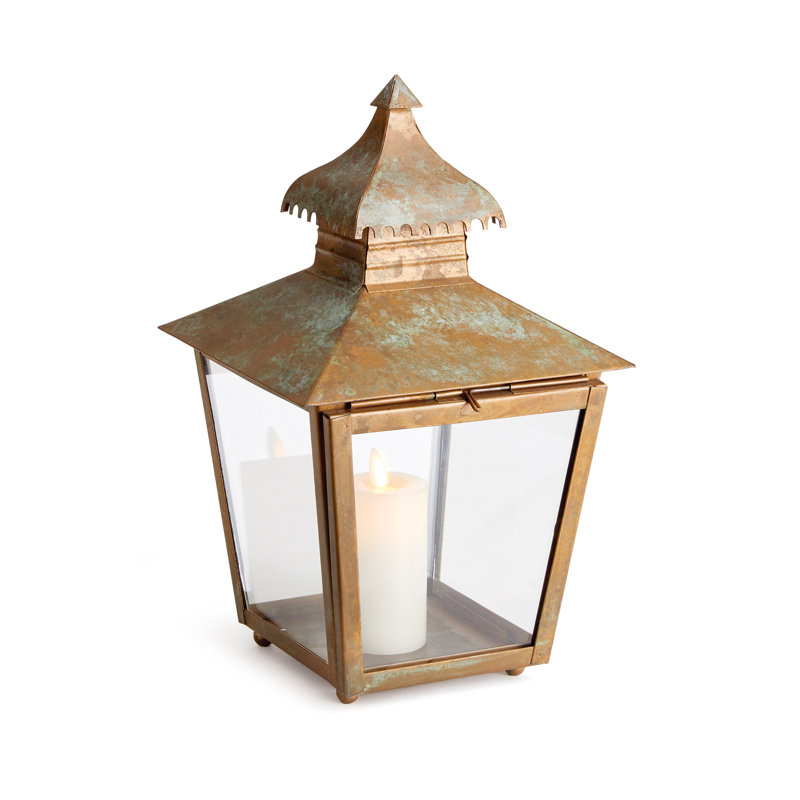 Lanterne de table en métal Hyuk, H 12,5 po x l 8 po x P 8 po