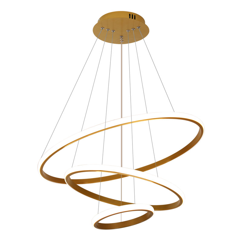 Lustre à 3 lumières DEL Dado, Or, H 47,2 po x l 23,6 po x P 23,6 po