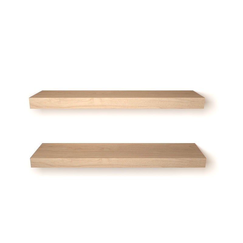 Chalissa 2 Piece Solid Wood Floating Shelf, Natural Wood, 1.57" H x 24" W x 6" D