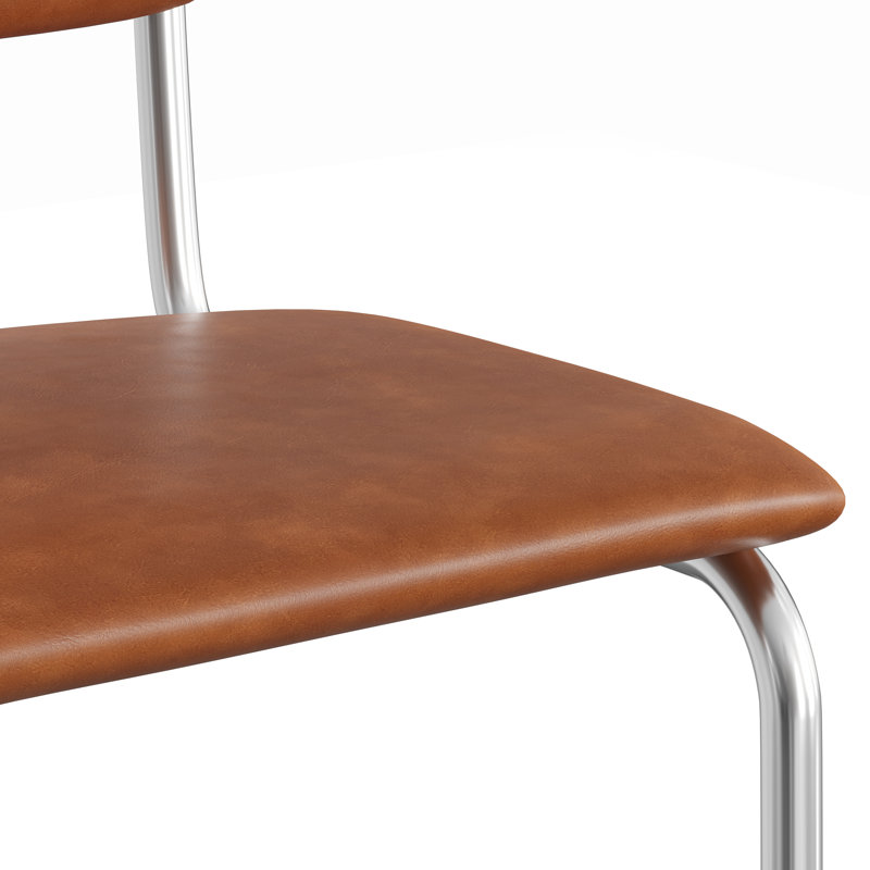 Tabouret de bar et de comptoir en cuir Walsh, Cuir végétal brun clair, Tabouret de comptoir (siège d’une hauteur de 24
