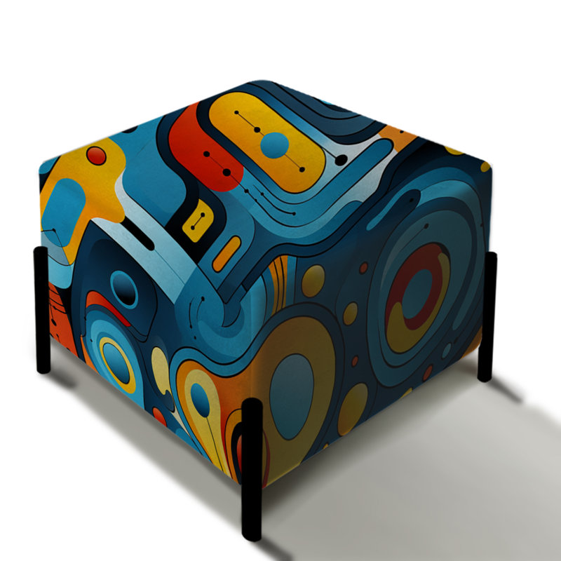 Nomadic Geometric Illusions - Geometric Square Ottoman