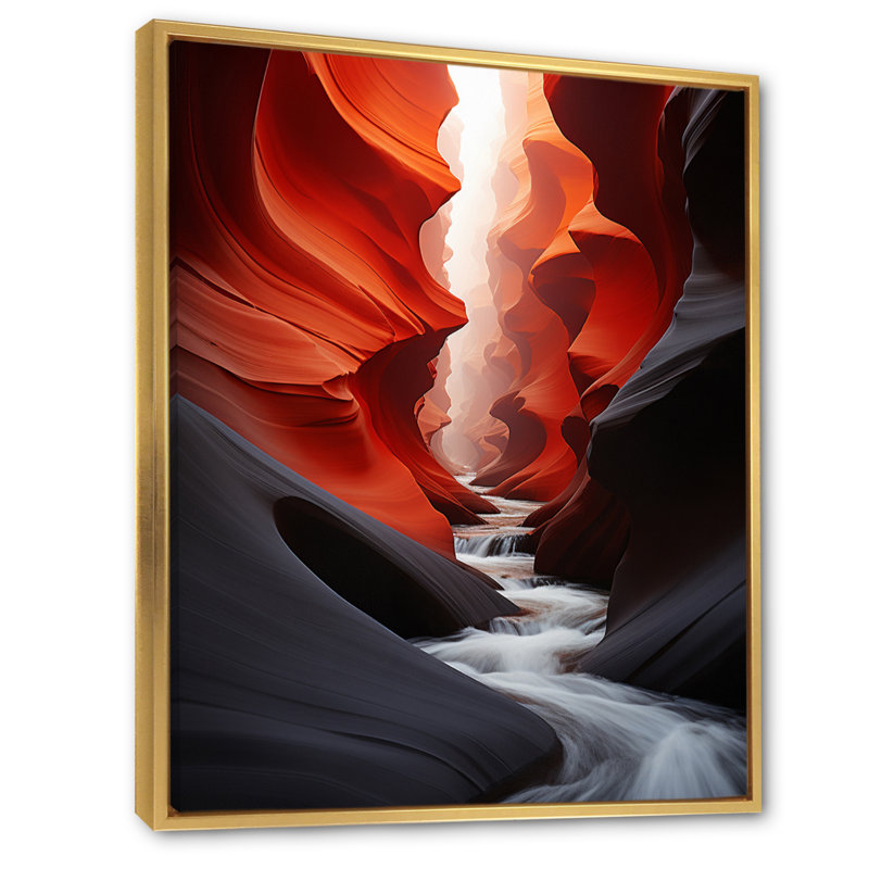 «Canyon Antelope Silhouetted Grace», reproduction d'art sur toile, H 44 po x l 34 po x P 1,5 po, Cadre flottant doré