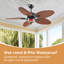 Ventilateurs de plafond en feuille de palmier tropical Tiffany de 50 po à 5 lumières avec lumières et télécommande, ventilateurs de plafond imperméables et tropicaux pour terrasses