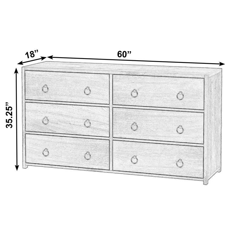 Lark 6 Drawer Dresser, Brown