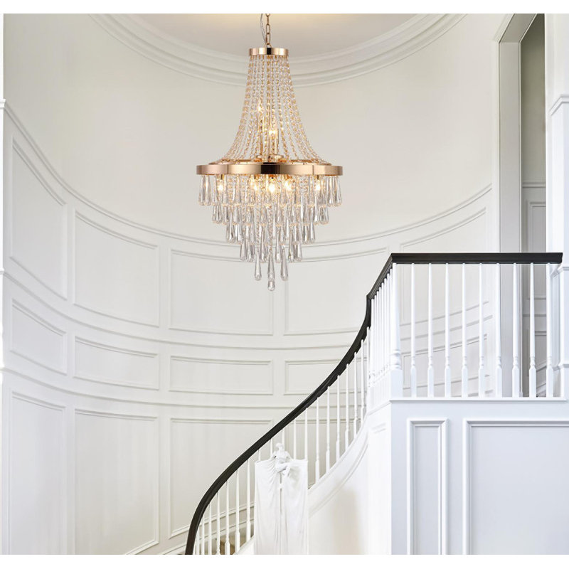Lustre suspendu en cristal moderne de 20 po - conception étagée à 11 lumières | Luminaire suspendu élégant pour salle à manger, salon, vestibule (sans ampoules)