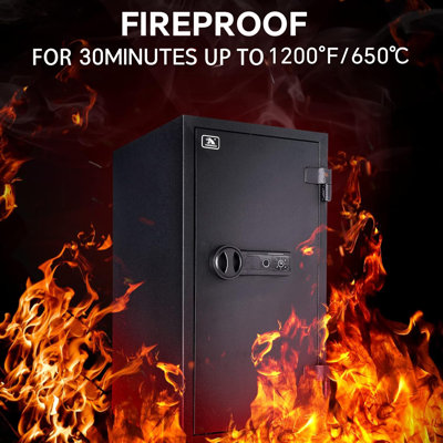 Tigerking 3.47 Cu. ft. Large Fireproof Safe with Biological Fingerprint and Digital Lock for Home and Office, Black