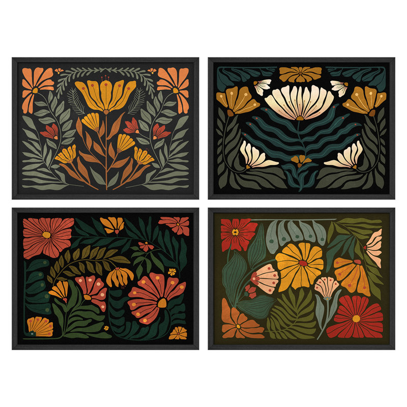 Abstrait, fleurs sauvages classiques, Mid Century Modern, impression encadrée, affiches, petit art mural, H 8 po x l 10 po
