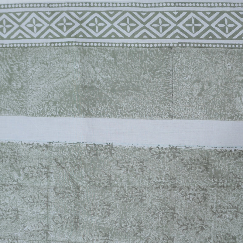 Vintage Sage Hand Block Printed Cotton Tablecloth, Patjhad, Green, 60" W x 60" L