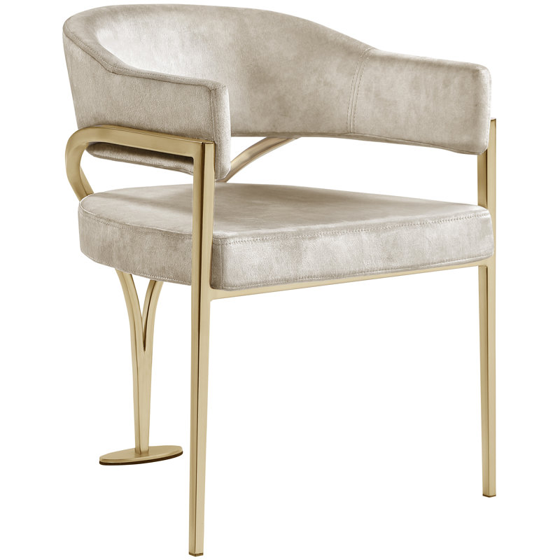 Kirsi Velvet Dining Chair, Gold, Stone Velvet