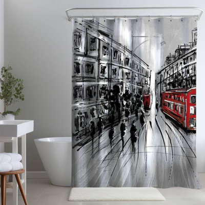 Shower Curtain CI8 – Polyester Shower Curtain, Dye Sublimation Print, 71" W × 74" L