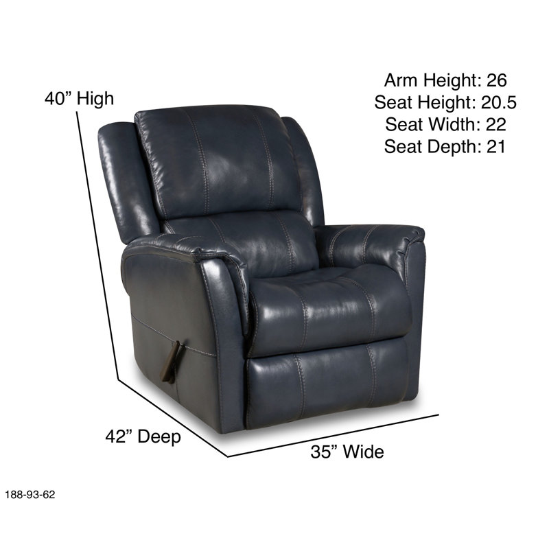 Dayari Upholstered Recliner, Blue Genuine Leather