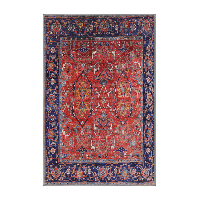 Tapis oriental rouge / bleu Francys, Rectangle 5 pi x 7 pi