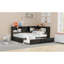Lit de jour double en métal avec lit gigogne, armoires de rangement et ports USB, noir-435127088