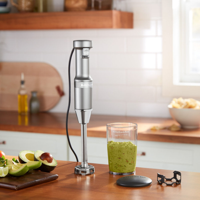 KitchenAid Variable Speed Corded Hand Immersion Blender with Removable Stainless Steel Arm, Blending Jar & Pan Guard in Contour Silver