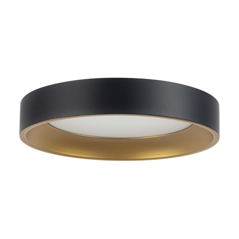 Nix 7-in Black dimmable LED Flush Mount, Matte Black/Gold