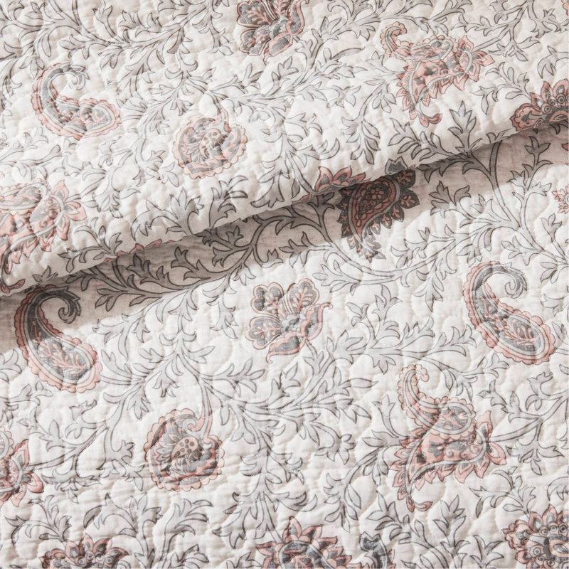 Ensemble de courtepointe en coton percale 6 pièces avec coussins décoratifs réversibles et certifiés Oeko-Tex pour très grand / très grand lit californien