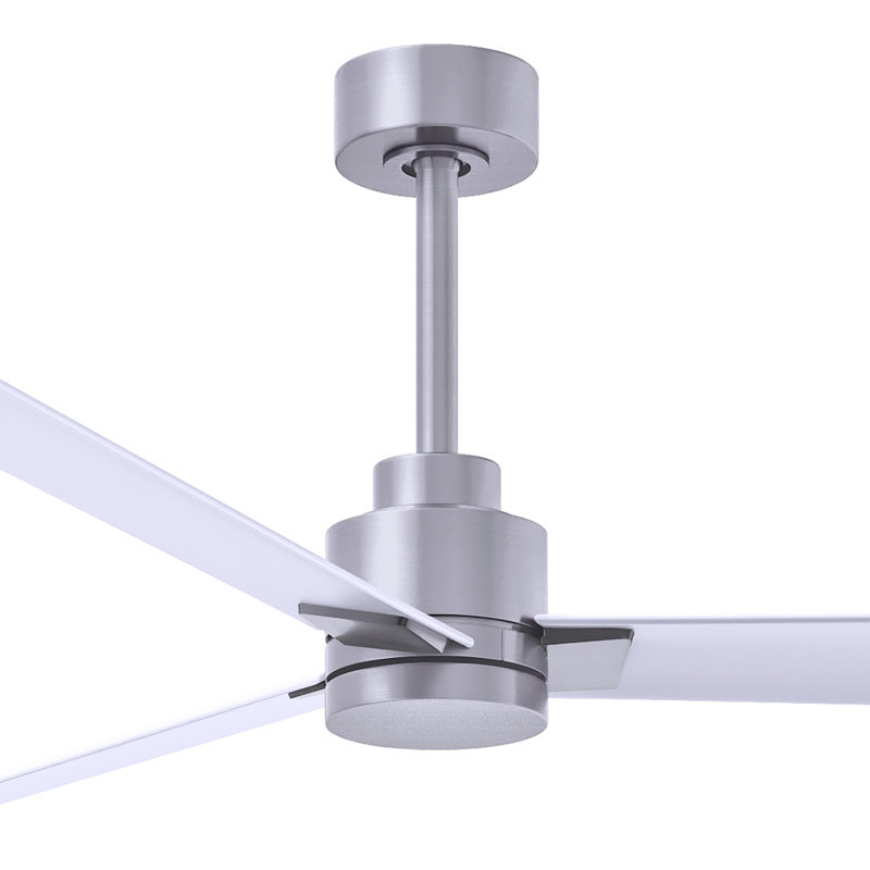 Alessandra Outdoor Downrod Ceiling Fan, Brushed Nickel, Matte White