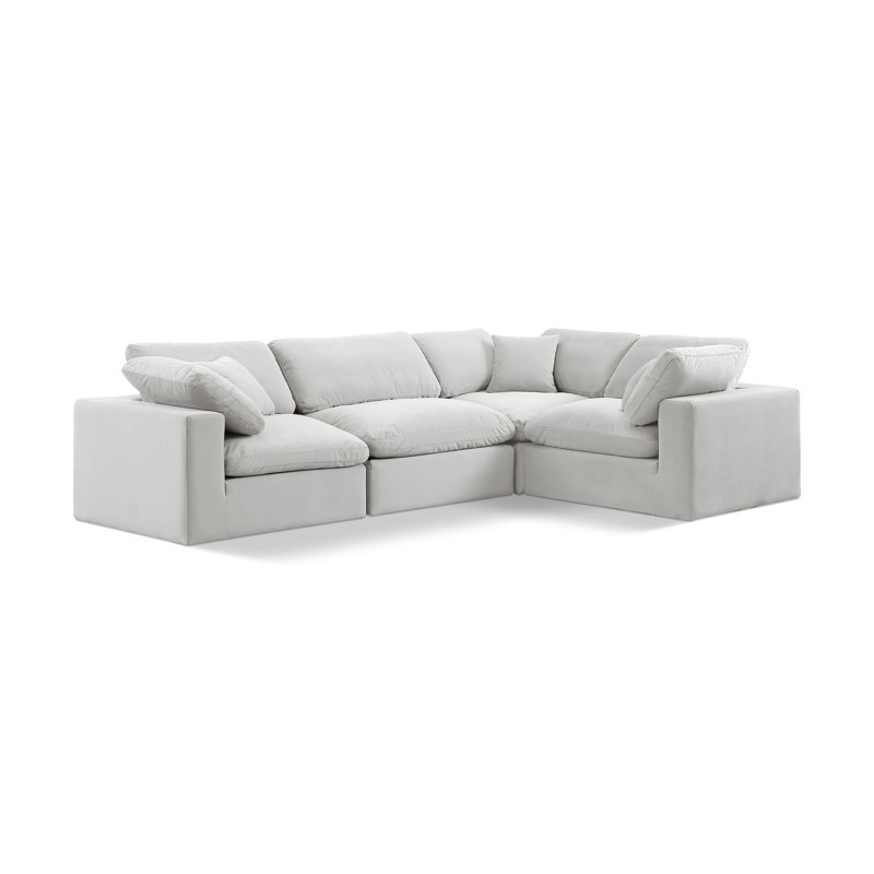 Canapé modulaire rembourré 4 pièces Hinrich, Velours crème