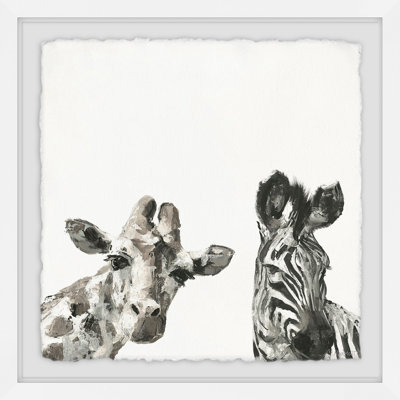 'Giraffe and Zebra II' Framed Print