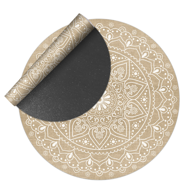 Round Nevaeh Vinyl 2.8mm Vinyl, Phthalate Free With Exclusive Printed Designs. Area Rug, Round 200cm
