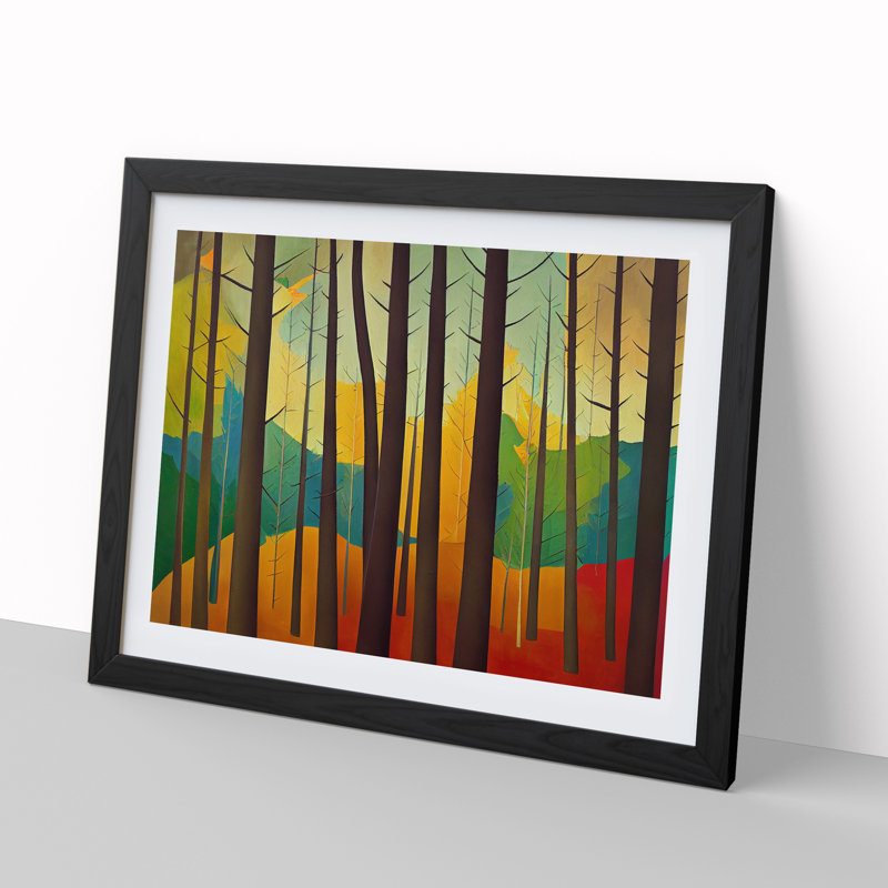 Colourful Abstract Summer Forest Vol.3 - Framed Print, Black, 46cm H x 64cm W x 2cm D