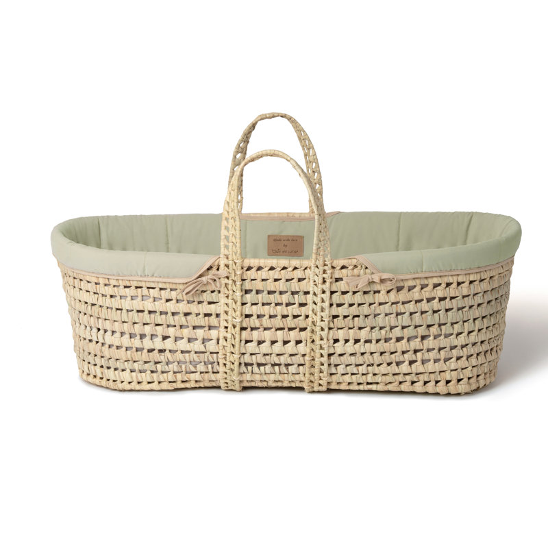 Organic Palm Moses Basket, Sage